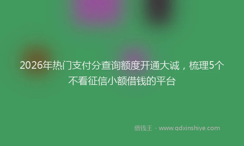 2026年热门支付分查询额度开通大诚，梳理5个不看征信小额借钱的平台