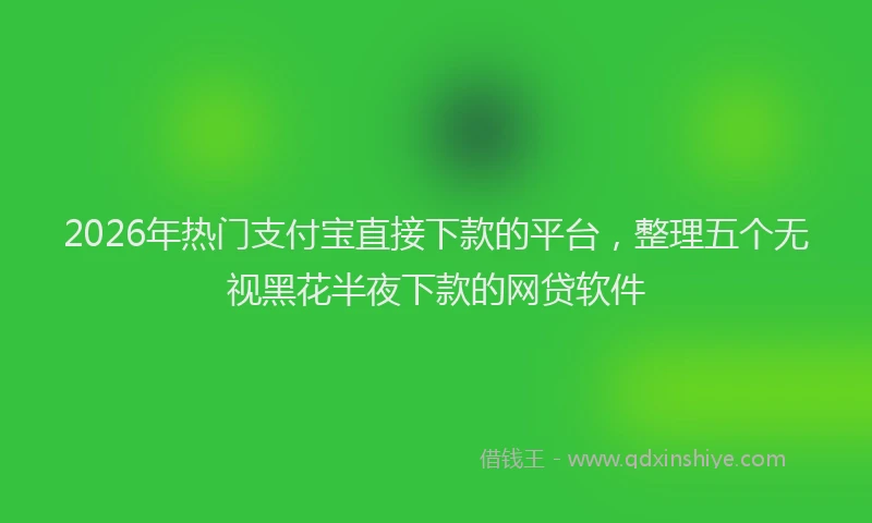 2026年热门支付宝直接下款的平台，整理五个无视黑花半夜下款的网贷软件