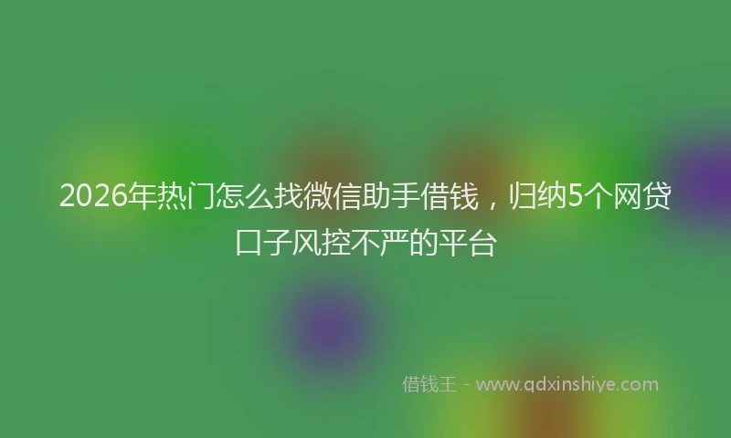 2026年热门怎么找微信助手借钱，归纳5个网贷口子风控不严的平台