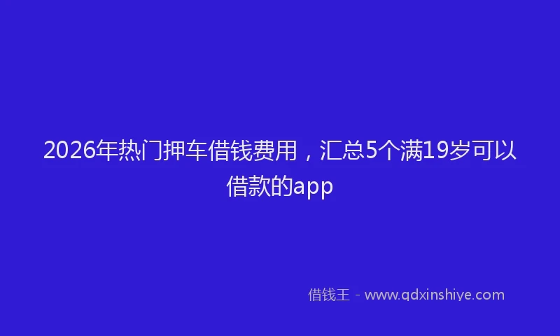 2026年热门押车借钱费用，汇总5个满19岁可以借款的app
