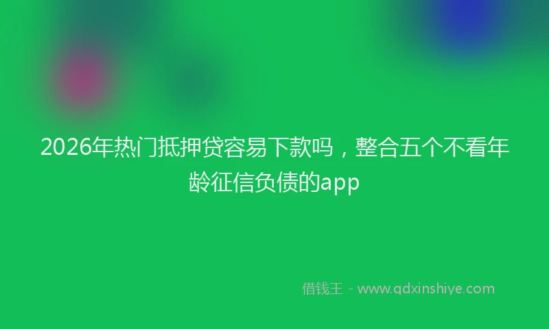 2026年热门抵押贷容易下款吗，整合五个不看年龄征信负债的app