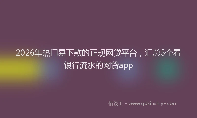 2026年热门易下款的正规网贷平台，汇总5个看银行流水的网贷app