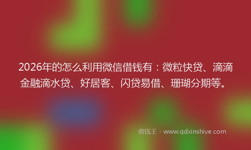 2026年的怎么利用微信借钱有：微粒快贷、滴滴金融滴水贷、好居客、闪贷易借、珊瑚分期等。