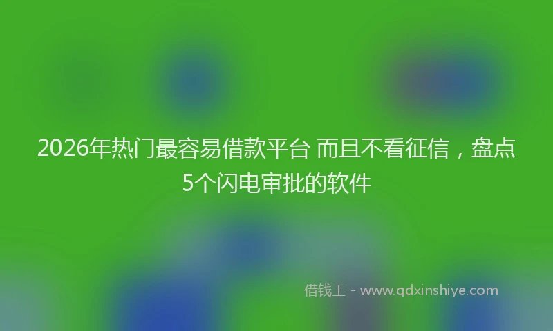 2026年热门最容易借款平台 而且不看征信，盘点5个闪电审批的软件