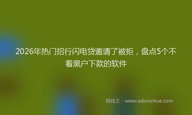 2026年热门招行闪电贷邀请了被拒，盘点5个不看黑户下款的软件