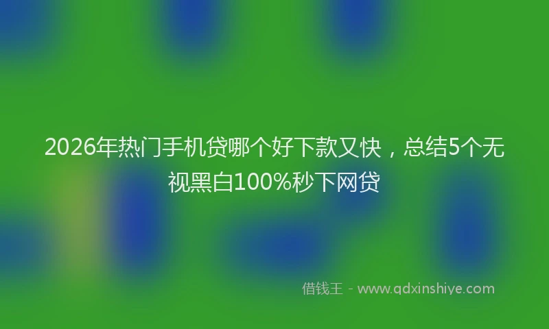 2026年热门手机贷哪个好下款又快，总结5个无视黑白100%秒下网贷