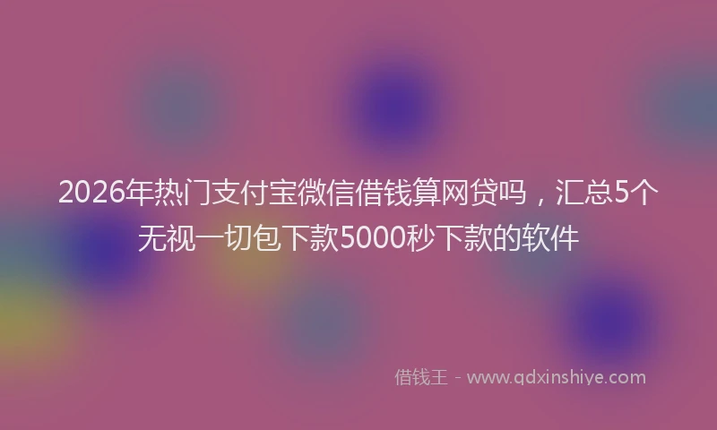 2026年热门支付宝微信借钱算网贷吗,汇总5个无视一切包下款5000秒下款的软件