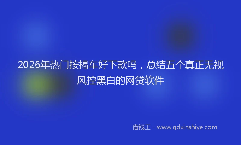 2026年热门按揭车好下款吗,总结五个真正无视风控黑白的网贷软件