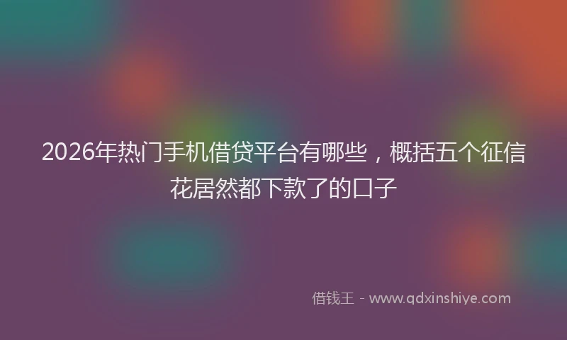 2026年热门手机借贷平台有哪些,概括五个征信花居然都下款了的口子