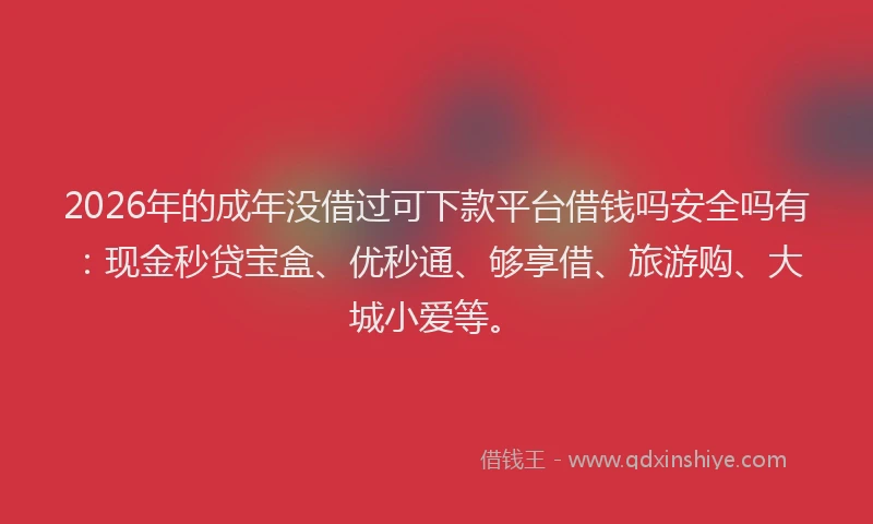 2026年的成年没借过可下款平台借钱吗安全吗有:现金秒贷宝盒、优秒通、够享借、旅游购、大城小爱等。