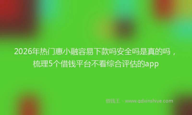 2026年热门惠小融容易下款吗安全吗是真的吗，梳理5个借钱平台不看综合评估的app