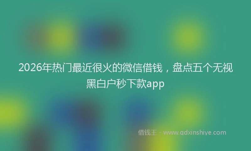2026年热门最近很火的微信借钱，盘点五个无视黑白户秒下款app
