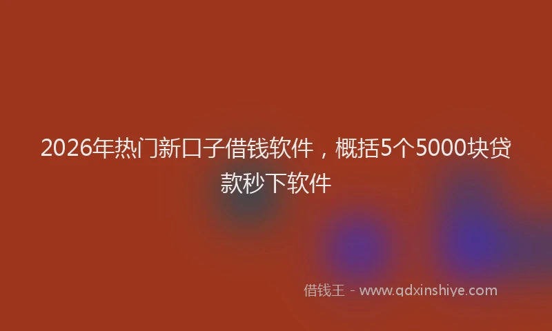 2026年热门新口子借钱软件，概括5个5000块贷款秒下软件