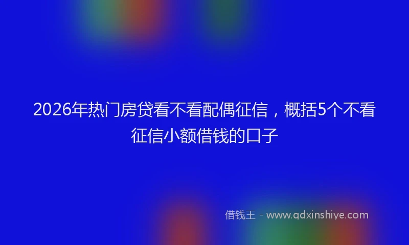 2026年热门房贷看不看配偶征信，概括5个不看征信小额借钱的口子
