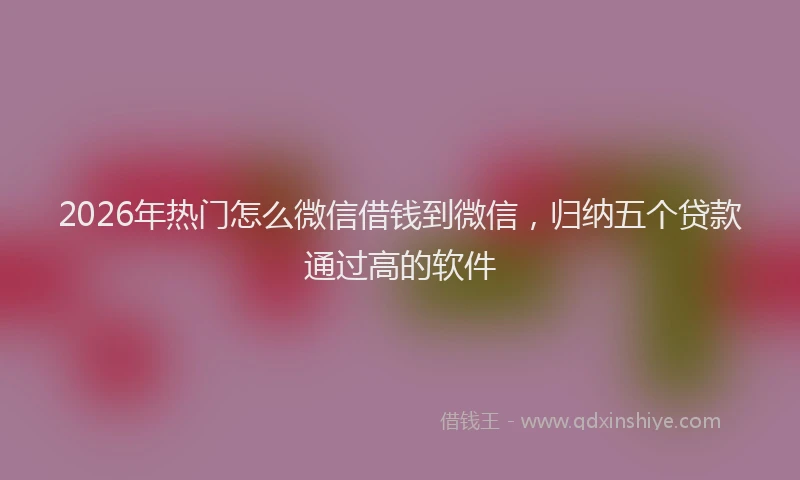 2026年热门怎么微信借钱到微信，归纳五个贷款通过高的软件