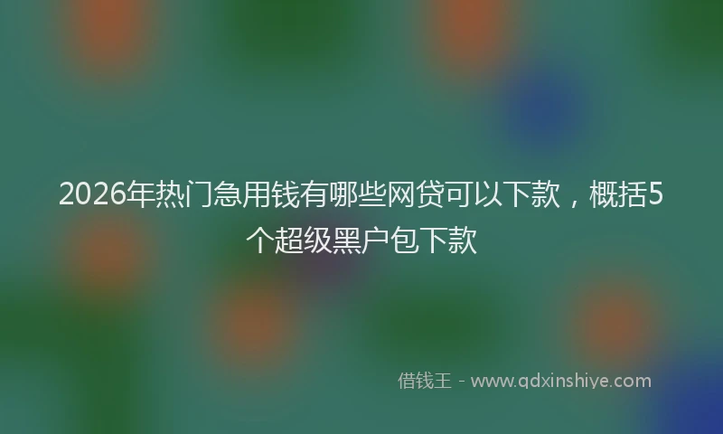 2026年热门急用钱有哪些网贷可以下款，概括5个超级黑户包下款