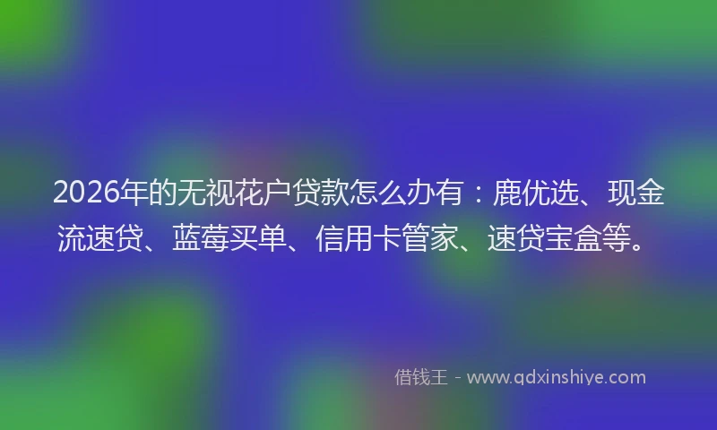 2026年的无视花户贷款怎么办有：鹿优选、现金流速贷、蓝莓买单、信用卡管家、速贷宝盒等。