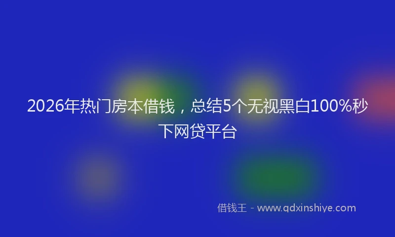 2026年热门房本借钱，总结5个无视黑白100%秒下网贷平台