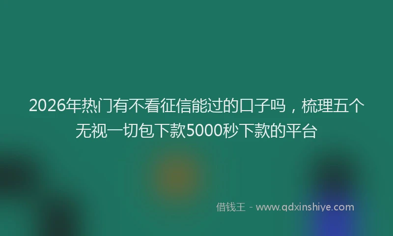 2026年热门有不看征信能过的口子吗，梳理五个无视一切包下款5000秒下款的平台