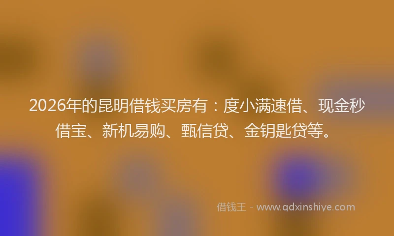 2026年的昆明借钱买房有：度小满速借、现金秒借宝、新机易购、甄信贷、金钥匙贷等。