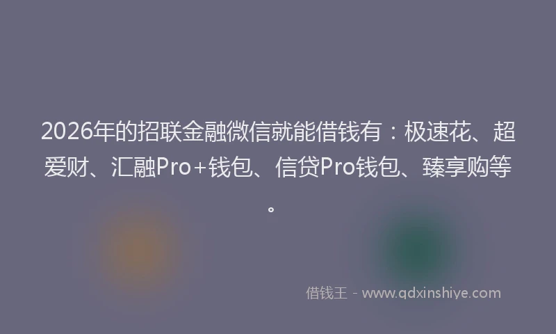 2026年的招联金融微信就能借钱有:极速花、超爱财、汇融Pro+钱包、信贷Pro钱包、臻享购等。