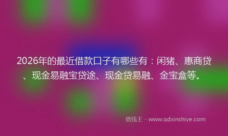 2026年的最近借款口子有哪些有：闲猪、惠商贷、现金易融宝贷途、现金贷易融、金宝盒等。