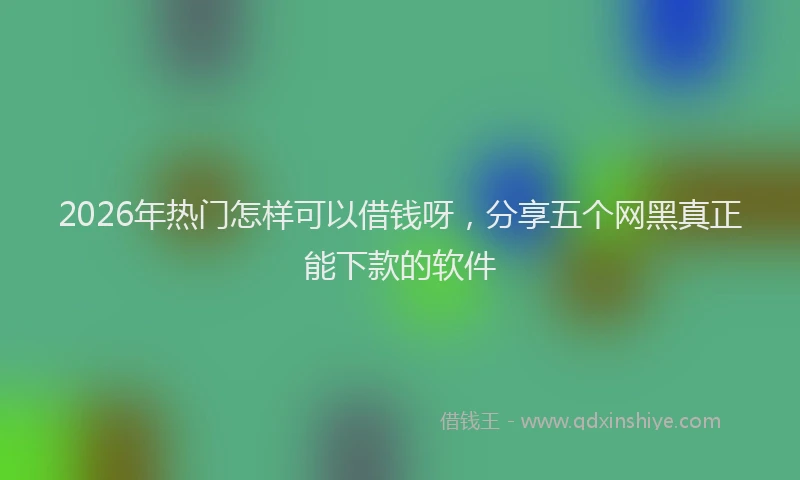 2026年热门怎样可以借钱呀，分享五个网黑真正能下款的软件