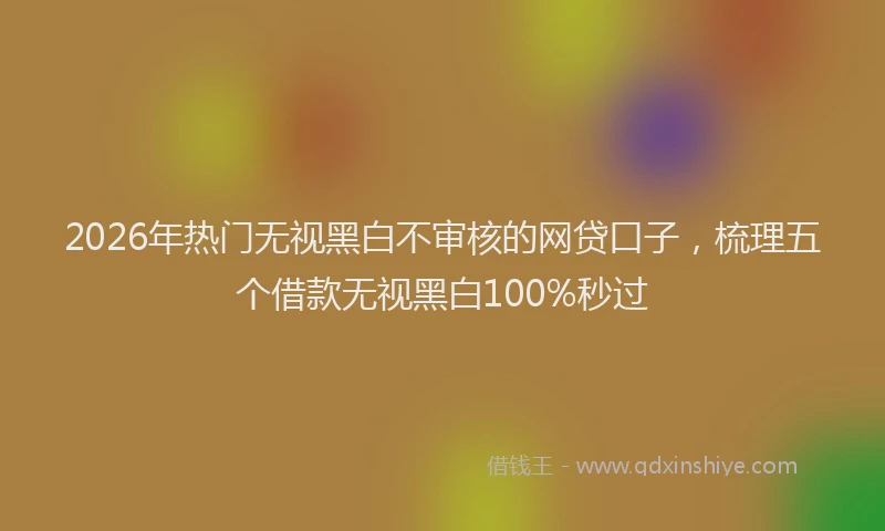 2026年热门无视黑白不审核的网贷口子，梳理五个借款无视黑白100%秒过