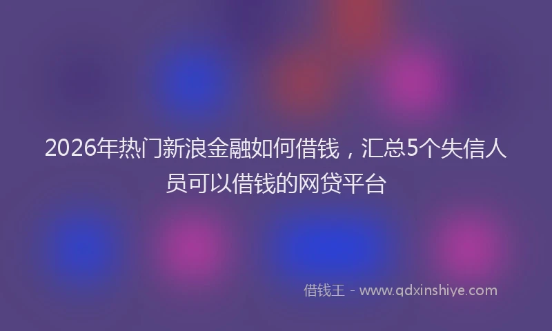 2026年热门新浪金融如何借钱，汇总5个失信人员可以借钱的网贷平台