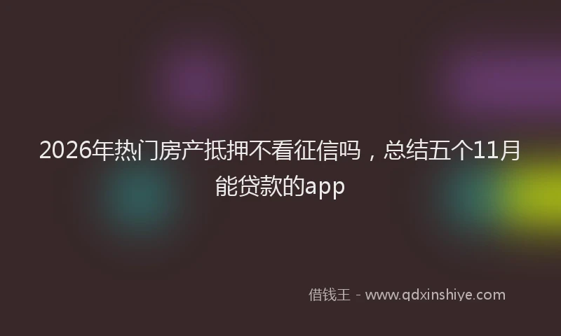 2026年热门房产抵押不看征信吗,总结五个11月能贷款的app