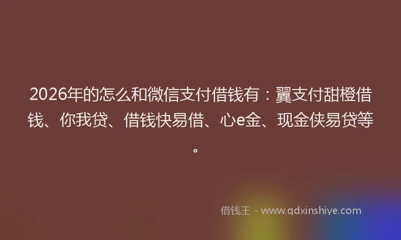 2026年的怎么和微信支付借钱有：翼支付甜橙借钱、你我贷、借钱快易借、心e金、现金侠易贷等。