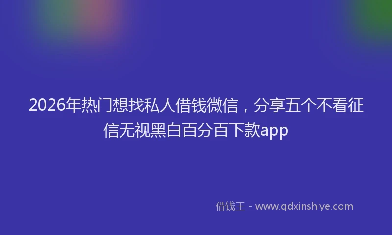 2026年热门想找私人借钱微信，分享五个不看征信无视黑白百分百下款app