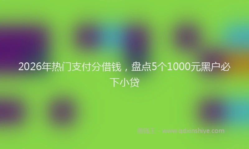 2026年热门支付分借钱，盘点5个1000元黑户必下小贷