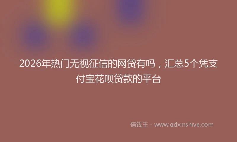 2026年热门无视征信的网贷有吗,汇总5个凭支付宝花呗贷款的平台