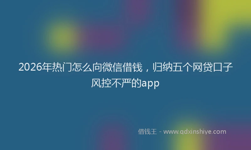 2026年热门怎么向微信借钱，归纳五个网贷口子风控不严的app