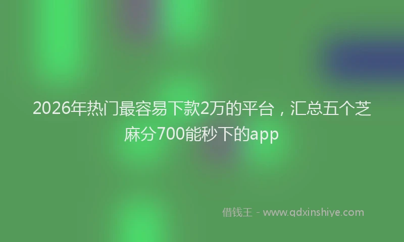 2026年热门最容易下款2万的平台，汇总五个芝麻分700能秒下的app