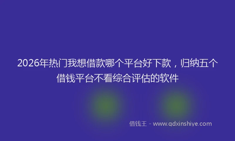 2026年热门我想借款哪个平台好下款,归纳五个借钱平台不看综合评估的软件