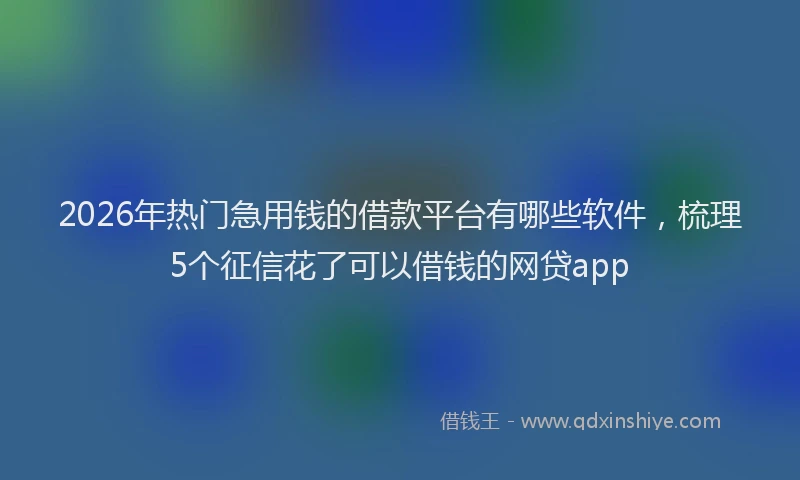 2026年热门急用钱的借款平台有哪些软件，梳理5个征信花了可以借钱的网贷app