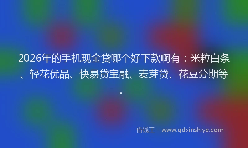 2026年的手机现金贷哪个好下款啊有：米粒白条、轻花优品、快易贷宝融、麦芽贷、花豆分期等。