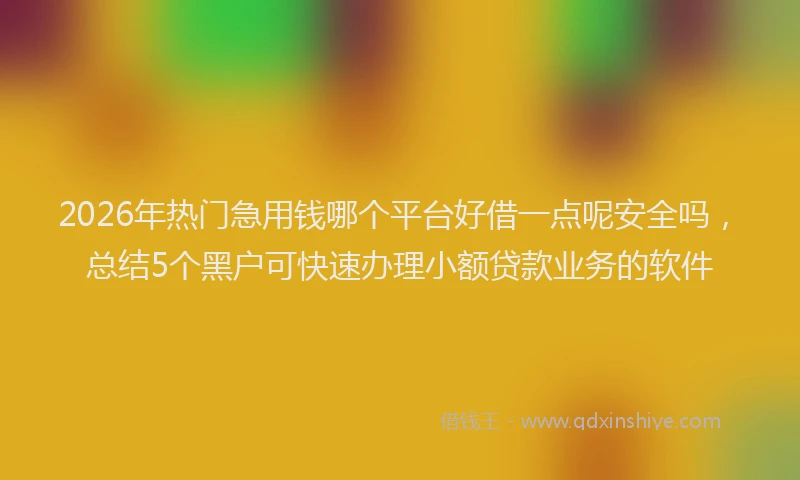 2026年热门急用钱哪个平台好借一点呢安全吗，总结5个黑户可快速办理小额贷款业务的软件