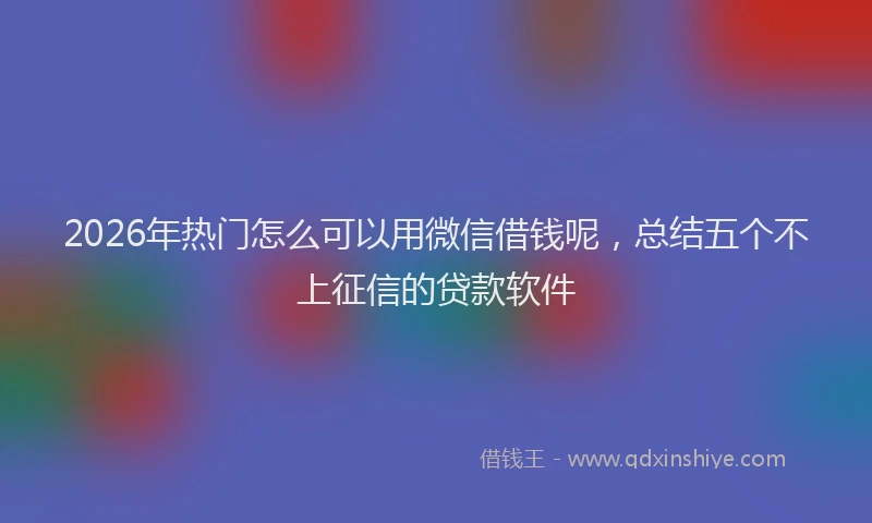 2026年热门怎么可以用微信借钱呢,总结五个不上征信的贷款软件