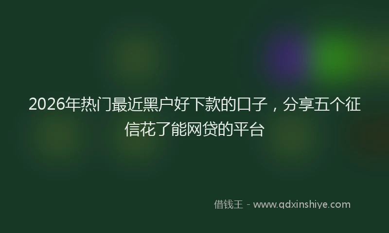2026年热门最近黑户好下款的口子，分享五个征信花了能网贷的平台