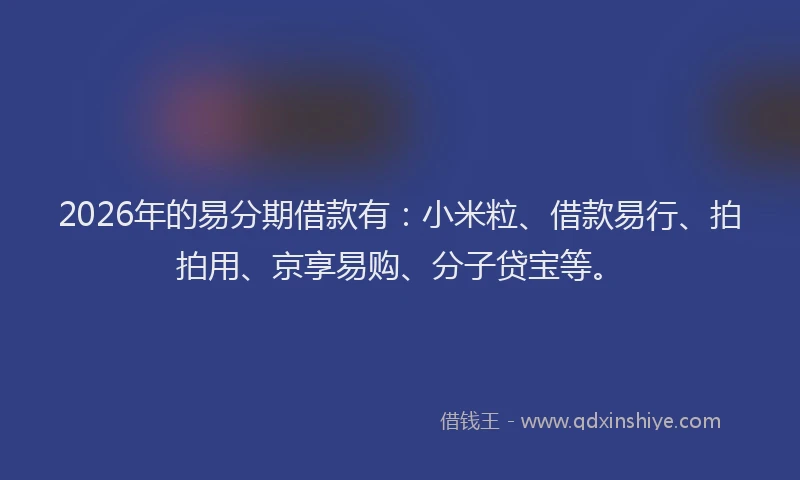2026年的易分期借款有：小米粒、借款易行、拍拍用、京享易购、分子贷宝等。