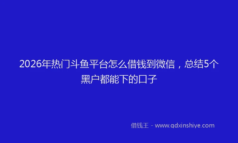 2026年热门斗鱼平台怎么借钱到微信，总结5个黑户都能下的口子