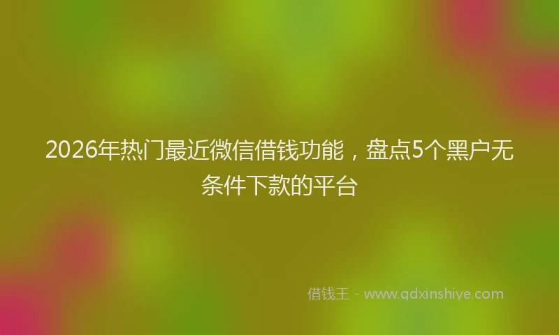 2026年热门最近微信借钱功能，盘点5个黑户无条件下款的平台