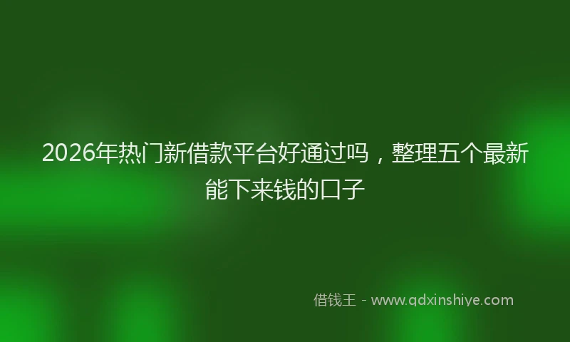 2026年热门新借款平台好通过吗，整理五个最新能下来钱的口子