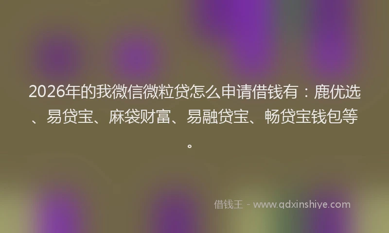 2026年的我微信微粒贷怎么申请借钱有：鹿优选、易贷宝、麻袋财富、易融贷宝、畅贷宝钱包等。