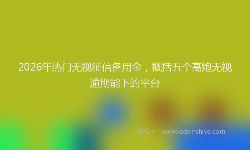 2026年热门无视征信备用金，概括五个高炮无视逾期能下的平台