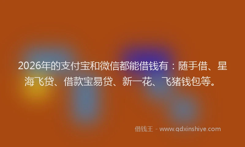 2026年的支付宝和微信都能借钱有：随手借、星海飞贷、借款宝易贷、新一花、飞猪钱包等。