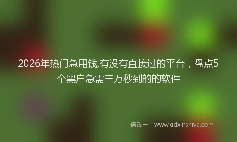2026年热门急用钱,有没有直接过的平台，盘点5个黑户急需三万秒到的的软件